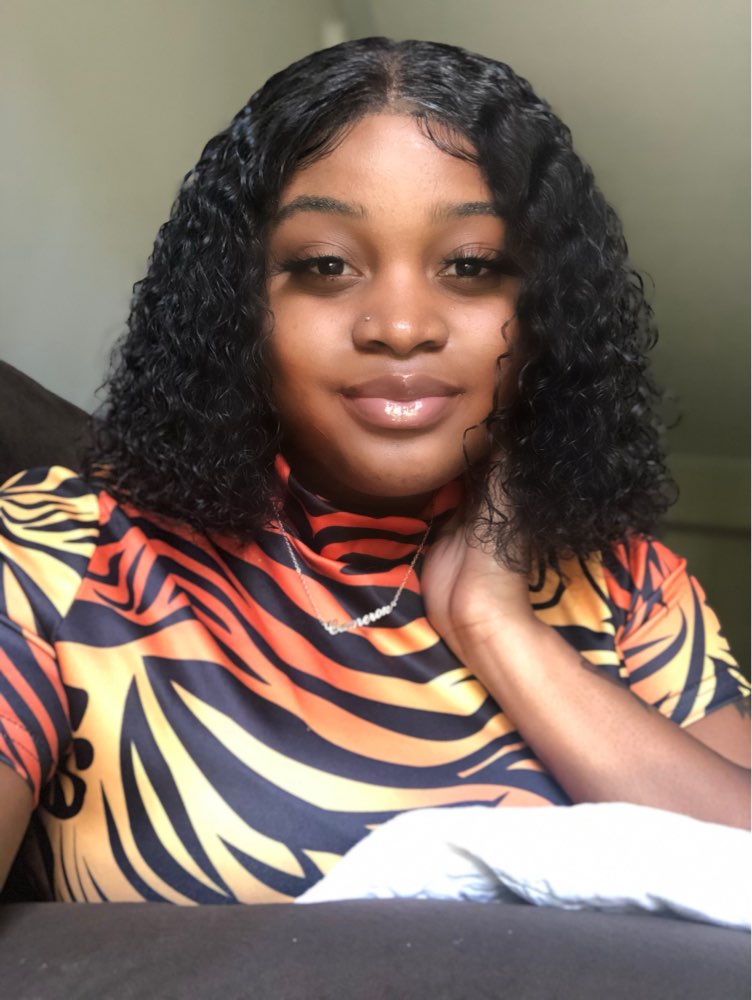 Short Bob Deep Curly 150 Density Lace Front Human Hair Wig Pre Plucked Brazilian Curly Frontal Natural Water Wigs