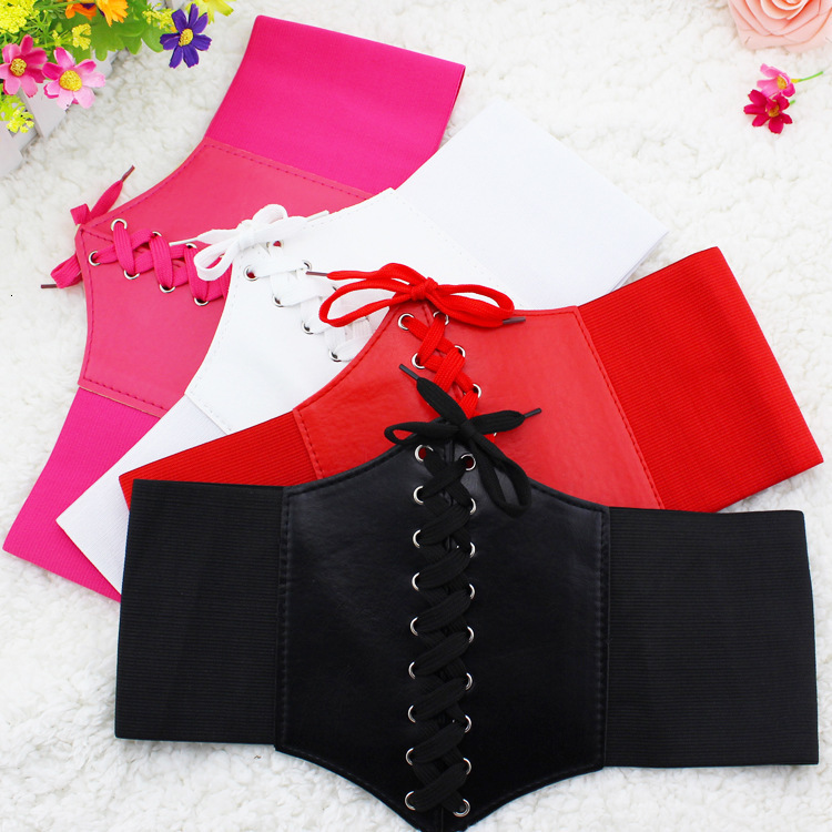 

2019 Corset Wide Pu Leather Slimming Body Belts for women Elastic High Waist Belts cinto feminin ceinture femme fajas, As show