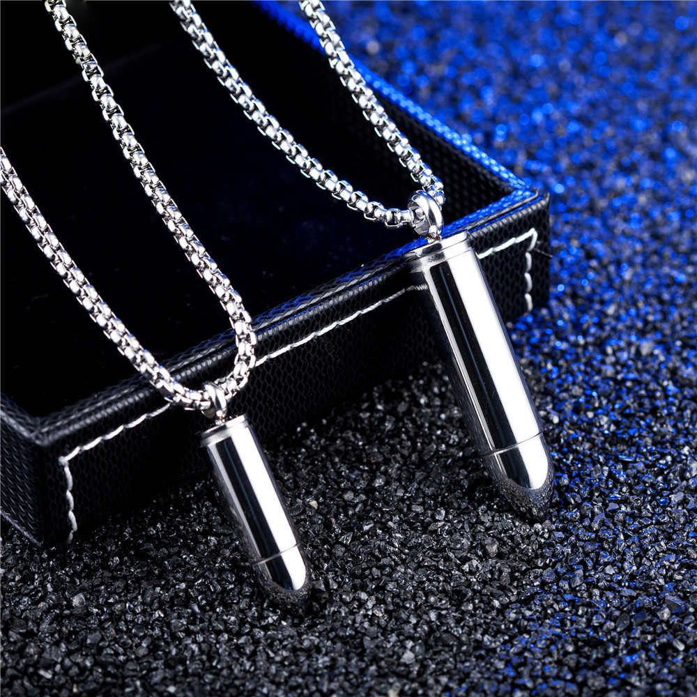 Hip Hop Bullet Shape Lover Couple Pendant Necklace 316L Stainless Steel Can be Unscrewed Pendants Jewelry