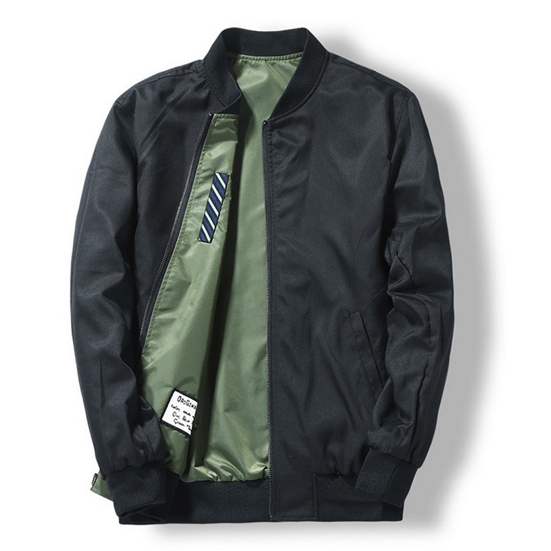Unisex Reversible Flight Bomber Jacket Light Weight Men Women Two-side Wear Zip-up Pilot Jacket Couple Outwear Wind Breaker