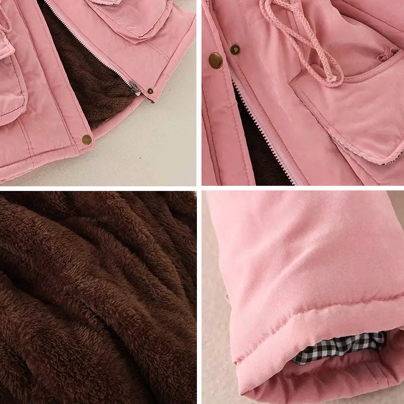Fashion-Women Winter Warm Coat Female Autumn Hooded Cotton Fur Plus Size Basic Jacket Outerwear Slim Long Ladies chaqueta