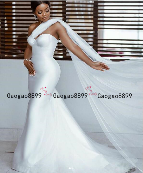 2020 Mermaid Wedding Dresses Modest simple Trumpet Bridal Gowns Sweep Train stain African bridal gowns with tulle cape Custom Made, Beige
2020 Mermaid Wedding Dresses Modest simple Trumpet Bridal Gowns Sweep Train stain African bridal gowns with tulle cape Custom Made, Beige