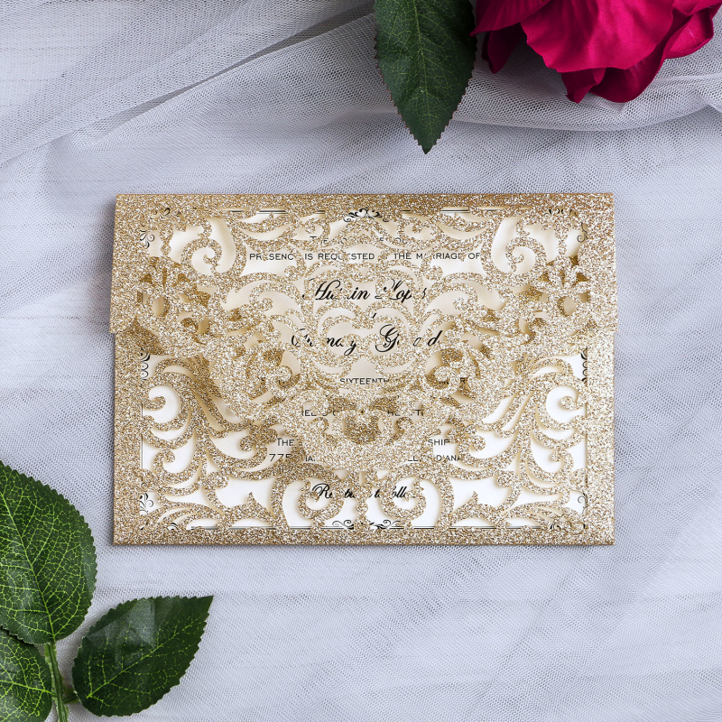 New Arrival Gold Glitter Laser Cut Invitations Cards For Wedding Bridal Shower Engagement Birthday Graduation Business Party Invites, Black
New Arrival Gold Glitter Laser Cut Invitations Cards For Wedding Bridal Shower Engagement Birthday Graduation Business Party Invites, Black