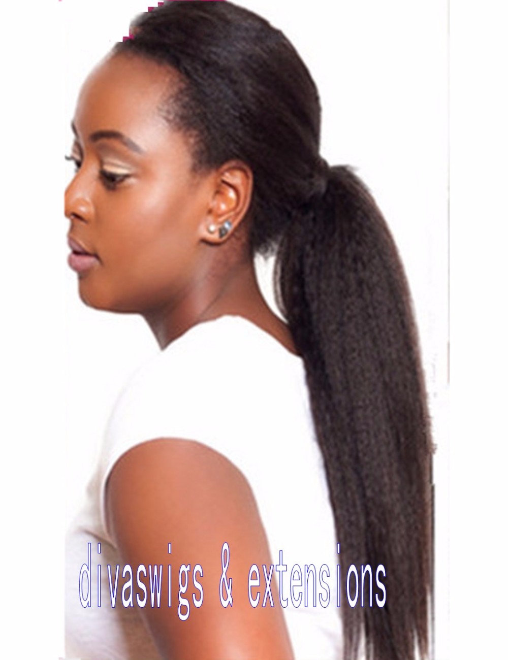 African long kinky blow out Virgin Brazilian Kinky Straight Ponytail Human Hair drawstring Pony tail Extensions 100g-140g Coarse Straight