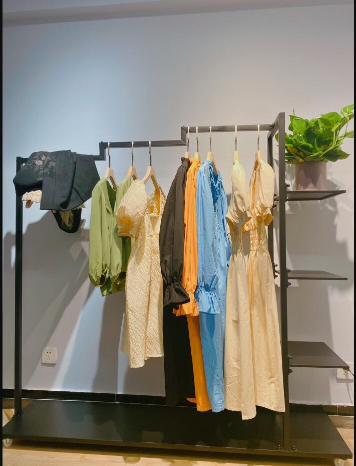 Wrought iron clothes rack Bedroom Furniture simple cloth hanger floor received push-pull mobile buy clothing pole type shelf