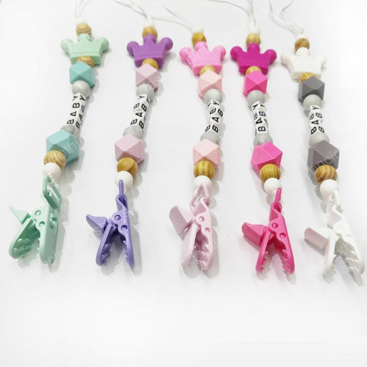 2019 Hot Sale Baby Pacifier Holders Newborn Pacifier Clips Prevent falling Infant Cartoon Gutta percha Clips For Baby