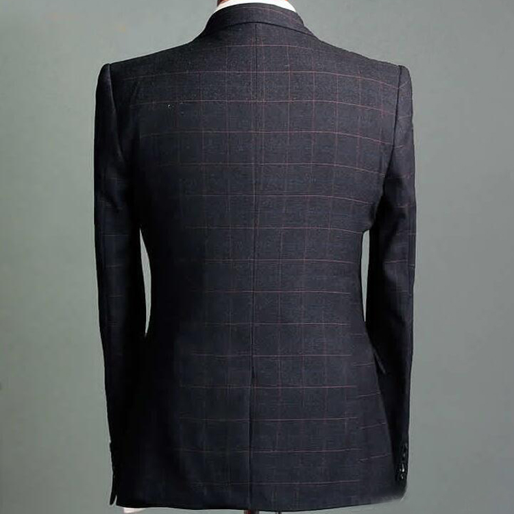 2019 Wedding Tuxedos Black Check Slim Fit Men's Suits Formal British Plaid Groom Tuxedos Custom Made Jacket Pants Vest