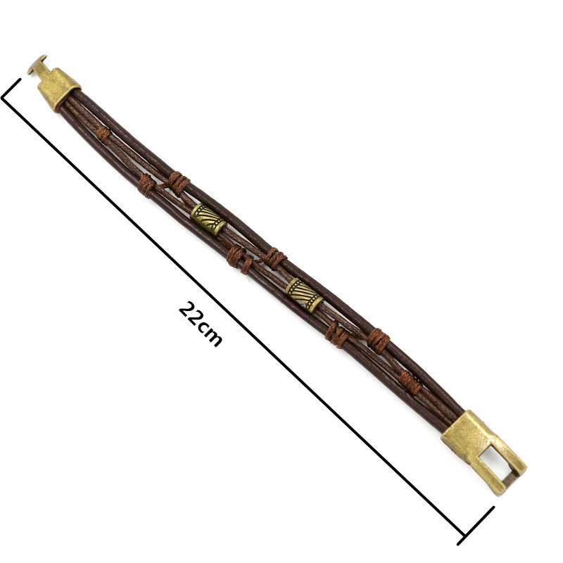 Retro Leather Bangle Bracelet Wristband Multilayer Brown Rope Stack Bracelets Bangles Cuff for Woman Man Fashion Jewelry Will and Sandy Gift