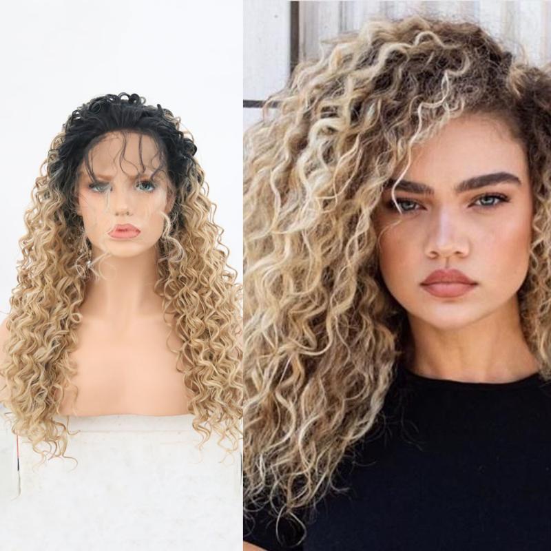 Charisma Ombre Blonde Curly Wig Synthetic Hair Lace Front Wigs For Black Women Cosplay Costume Heat Resistant Fiber Daily Use, As pic
Charisma Ombre Blonde Curly Wig Synthetic Hair Lace Front Wigs For Black Women Cosplay Costume Heat Resistant Fiber Daily Use, As pic