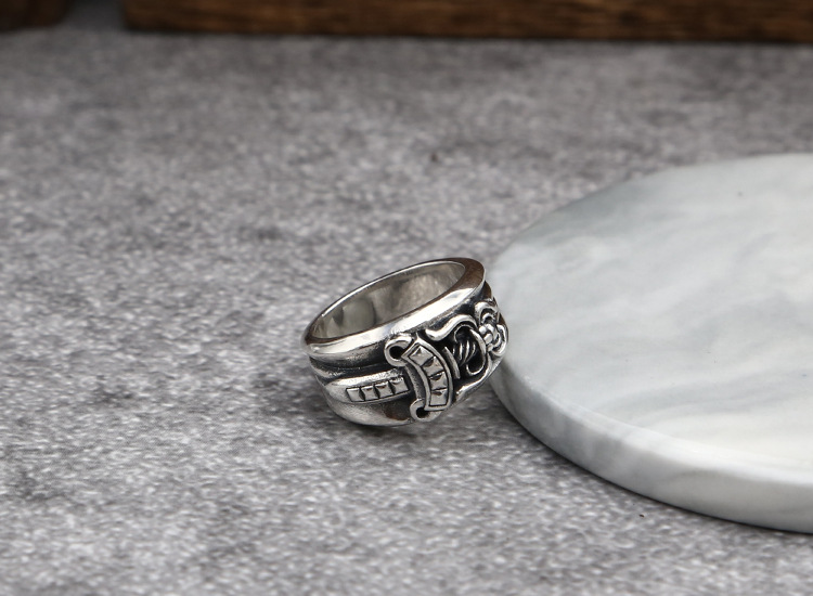 High quality 925 sterling silver band rings sword design American European antique vintage punk hip-hop luxury jewelry accessories