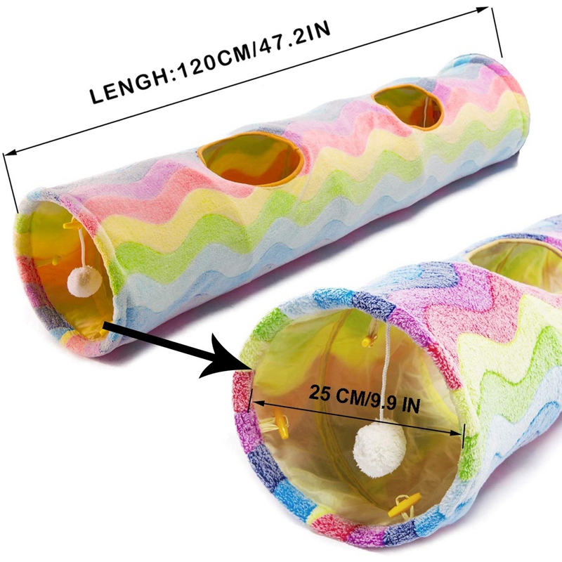 Cat Tunnel Toy Collapsible Tunnel Tube with Plush Balls for Small Pets Rabbits Kittens Ferrets Puppy and Dogs