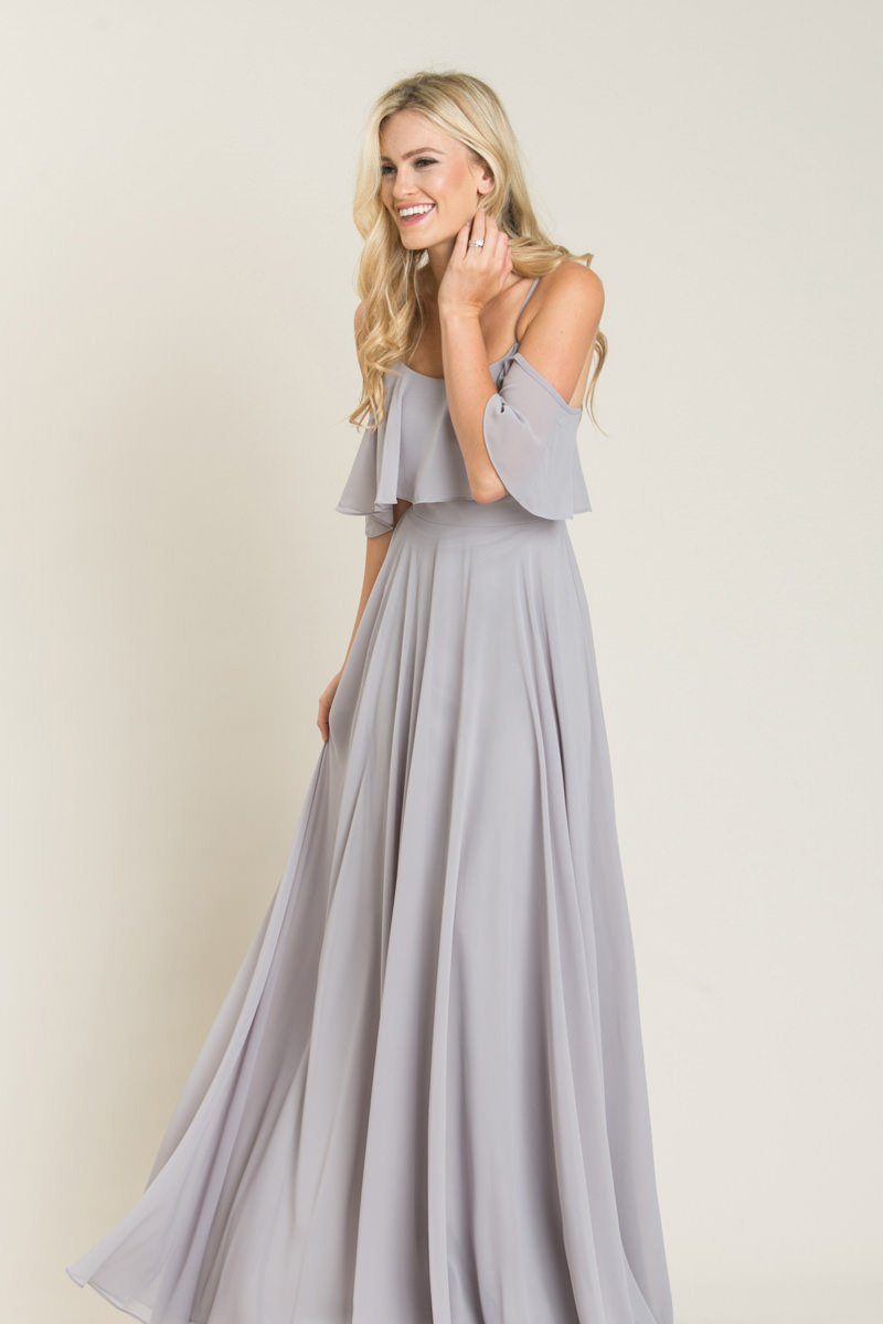 2019 Hot Cheap Bridesmaid Dresses Chiffon Skirt Grey Prom Dresses Bridesmaid A Line Evening Party Gowns