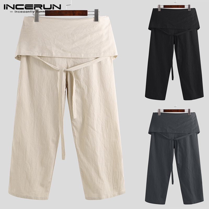 INCERUN 2019 Men Thai Fisherman Pants Cotton Wide Legs Lace Up Trousers Men Solid Loose Fashion Male Casual Pants Pantalon -5XL, Black pants
INCERUN 2019 Men Thai Fisherman Pants Cotton Wide Legs Lace Up Trousers Men Solid Loose Fashion Male Casual Pants Pantalon -5XL, Black pants