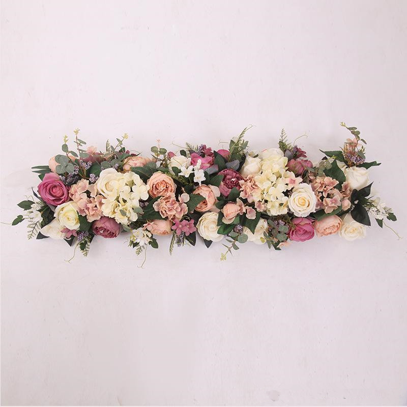100X25cm Long Artificial arch flower row table Flower Silk Flower with Foam frame runner centerpiece Wedding decorative backdrop