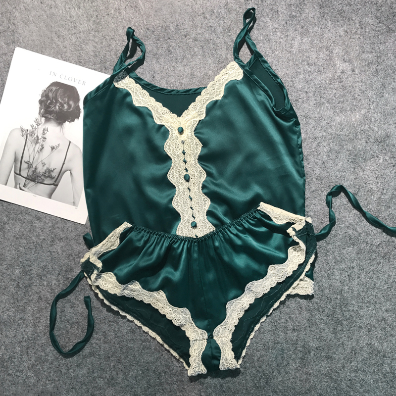 Luxurious Women Pajama Sets 2018 Brand Sale Satin Summer Sleepwear Sexy Lace Patchwork Shorts Set Elegant Green Nightwear Hot, Black
Luxurious Women Pajama Sets 2018 Brand Sale Satin Summer Sleepwear Sexy Lace Patchwork Shorts Set Elegant Green Nightwear Hot, Black