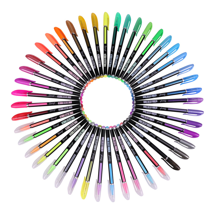 48 Color Gel Pen Flash Pen Coloring Pastel Fluorescent Metal Color Office Student Art Painting Graffiti Creative Stationery