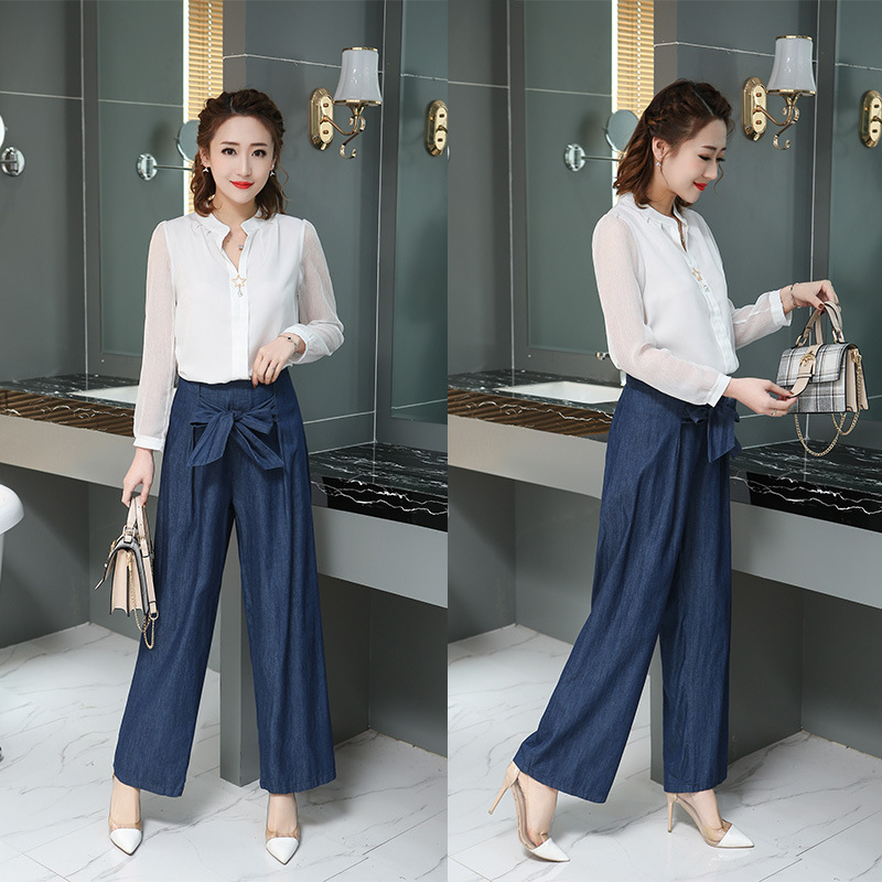 Ubetoku 2019 Women thin denim pants ladies elastic waist jeans bow wide leg pants 5XL plus size fashion women office clothing, Blue
Ubetoku 2019 Women thin denim pants ladies elastic waist jeans bow wide leg pants 5XL plus size fashion women office clothing, Blue