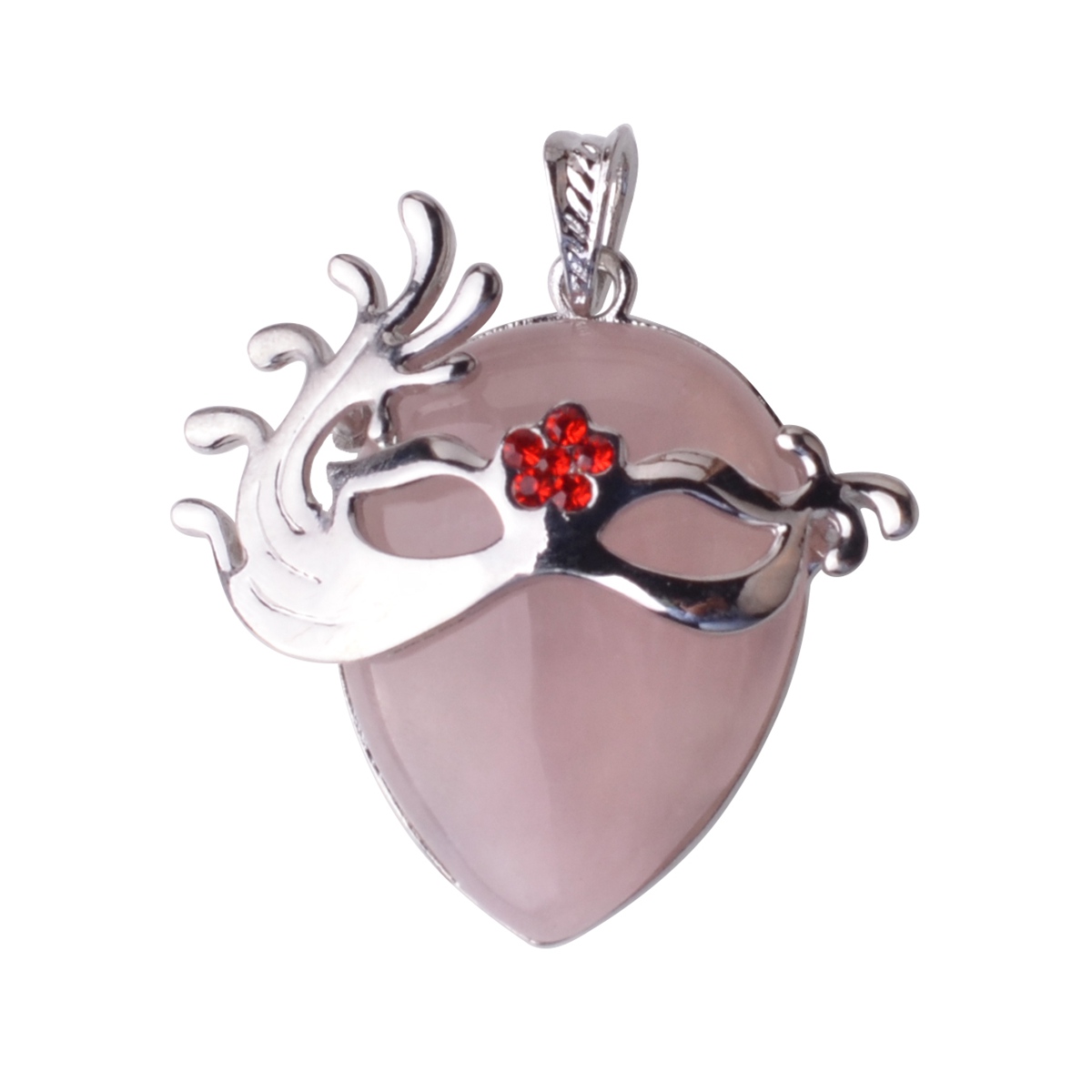 Fox Dancer Crystal Mask Pendant (Silver) Women's Fashion Elegant Mystery Necklace