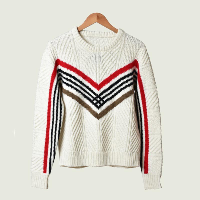 19 Contrast Color Temperament Small Xiangfeng Slim Fit Geometry Stripes Knitting Shirt Sweater 91109, White
19 Contrast Color Temperament Small Xiangfeng Slim Fit Geometry Stripes Knitting Shirt Sweater 91109, White