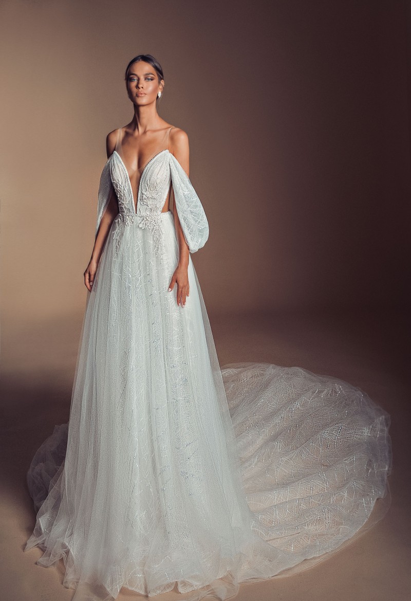 Elihav Sasson A Line Wedding Dresses V Neck Backless Bridal Gown Sweep Train Lace Princess Boho Wedding Dress Cheap