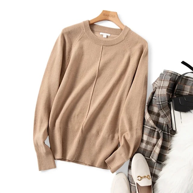 Women Sweater Early Spring New Loose Vertical Stitching Round Neck Knitted Sweater, Khaki
Women Sweater Early Spring New Loose Vertical Stitching Round Neck Knitted Sweater, Khaki