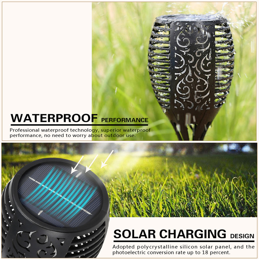 Solar 33LEDs Lawn Dancing flame Torch Lights radar led Tiki lamp indoor outdoor street camps wall Flame Lamp Flickering bulb dan