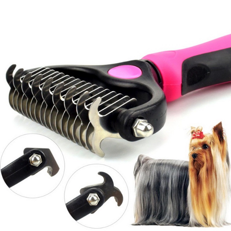 

Hair Removal Comb for Dogs Cat Detangler Fur Trimming Dematting Deshedding Brush Grooming Tool For matted Long Hair Curly Pet