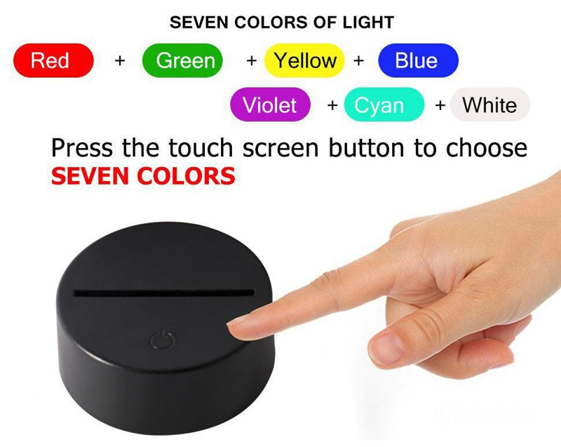 USA Stock RGB led lights 3D Touch Switch Lamp Base for Illusion 4mm Acrylic Light Panel 2A Battery or DC5V USB Powered