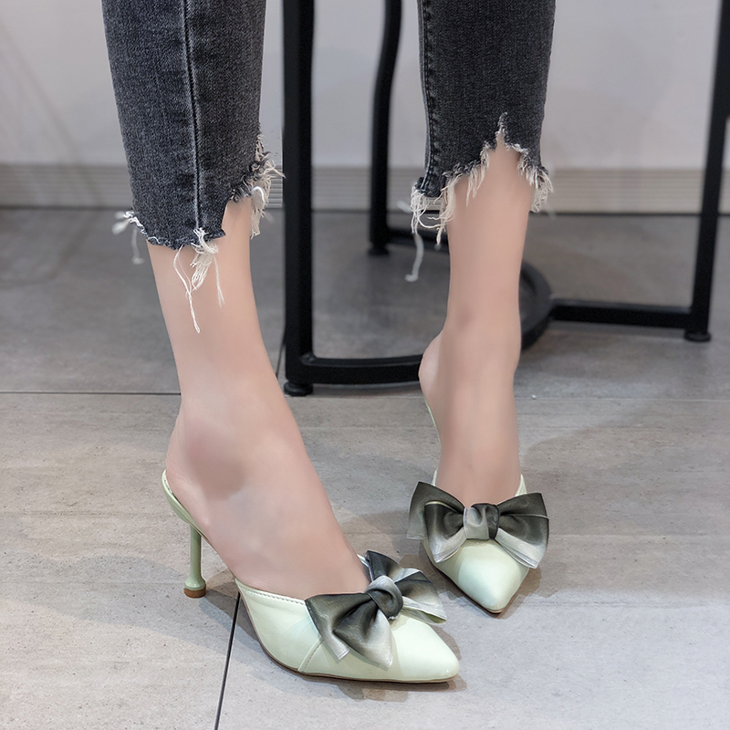 Bow High Heel Slippers Women Pu Leather Mules Shoes Summer Thin Heel Slippers Sandals Women Fashion Pointed Toe 2020, Beige
Bow High Heel Slippers Women Pu Leather Mules Shoes Summer Thin Heel Slippers Sandals Women Fashion Pointed Toe 2020, Beige