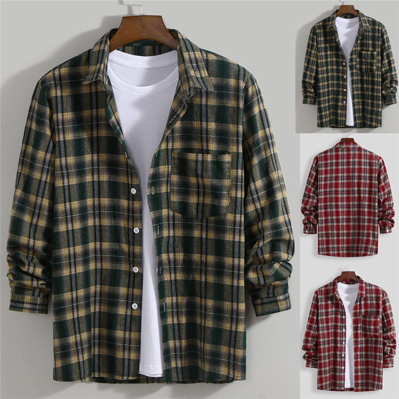 Mens Casual Fashion Plaid Long Sleeve Lapel Shirt Top Blouse Stylish Clothes in apparel for men #4n15, Red
Mens Casual Fashion Plaid Long Sleeve Lapel Shirt Top Blouse Stylish Clothes in apparel for men #4n15, Red