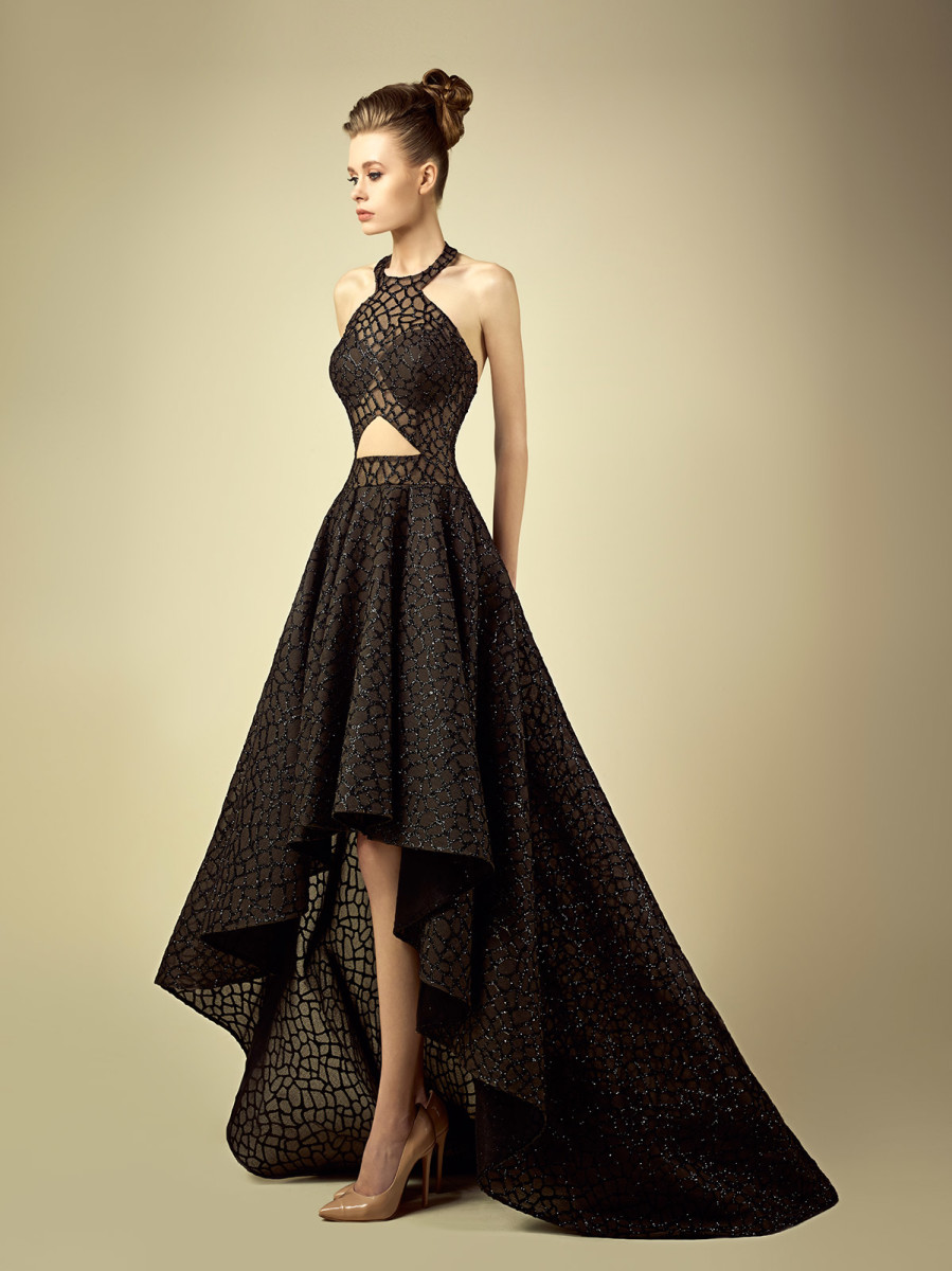 Fadwa Baalbaki Sexy Short Prom Dresses Lace Halter Neck Backless Hi Lo Cocktail Party Dresses Little Black Graduation Homecoming Gowns