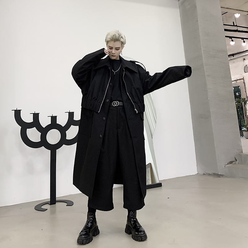 Male Japan Street Hip Hop Punk Loose Jacket Windbreaker Overcoat Men 2 Pieces Splice Long Trench Coat Outerwear, 1010
Male Japan Street Hip Hop Punk Loose Jacket Windbreaker Overcoat Men 2 Pieces Splice Long Trench Coat Outerwear, 1010