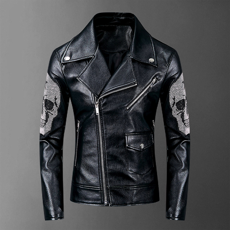Winter jacket new men's motorcycle leather jacket, boomer men slim lapels leather jacket skull punk style high quality, Burgundy
Winter jacket new men's motorcycle leather jacket, boomer men slim lapels leather jacket skull punk style high quality, Burgundy