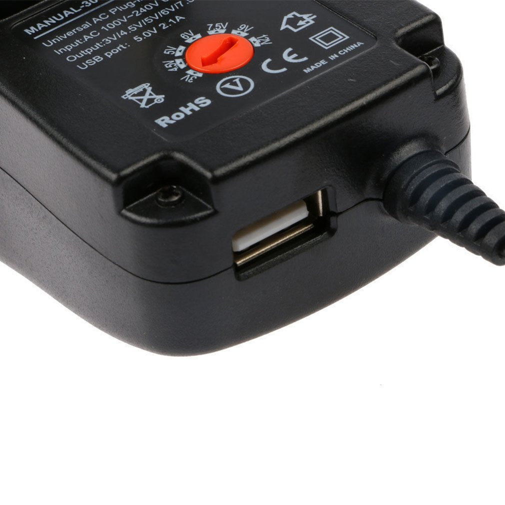 3-12V 30W 2.1A AC/DC Power Supply Adapter UK AU US EU Universal Charger Adapter with 6 Plugs Adjustable Voltage Regulated Power Adapter