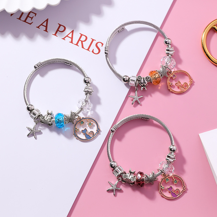 Korean Style Handmade Luxury Silver Plated Stainless Steel Bangle Colorful Crystal Starfish Charm Bracelet
Korean Style Handmade Luxury Silver Plated Stainless Steel Bangle Colorful Crystal Starfish Charm Bracelet