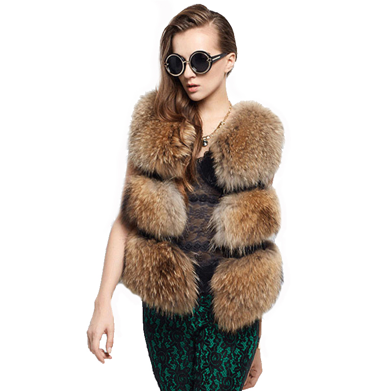 New Arrival Gilet Fashion Women Vest Faux Raccoon Dog Fur Short Vests Coat Female Waistcoat Pc147 B4