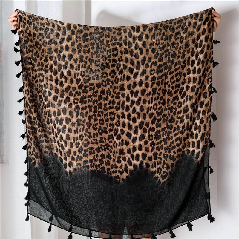 Black Winter Cotton Leopard Print Scarf Women Brown Scarve & Wraps Girls Fashion Hijab Long Scarf Shawls