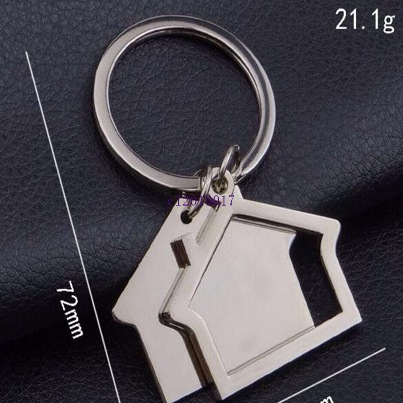 New Spin House Shaped Keychains Metal Real Estate Keyrings Custom LOGO for Gifts