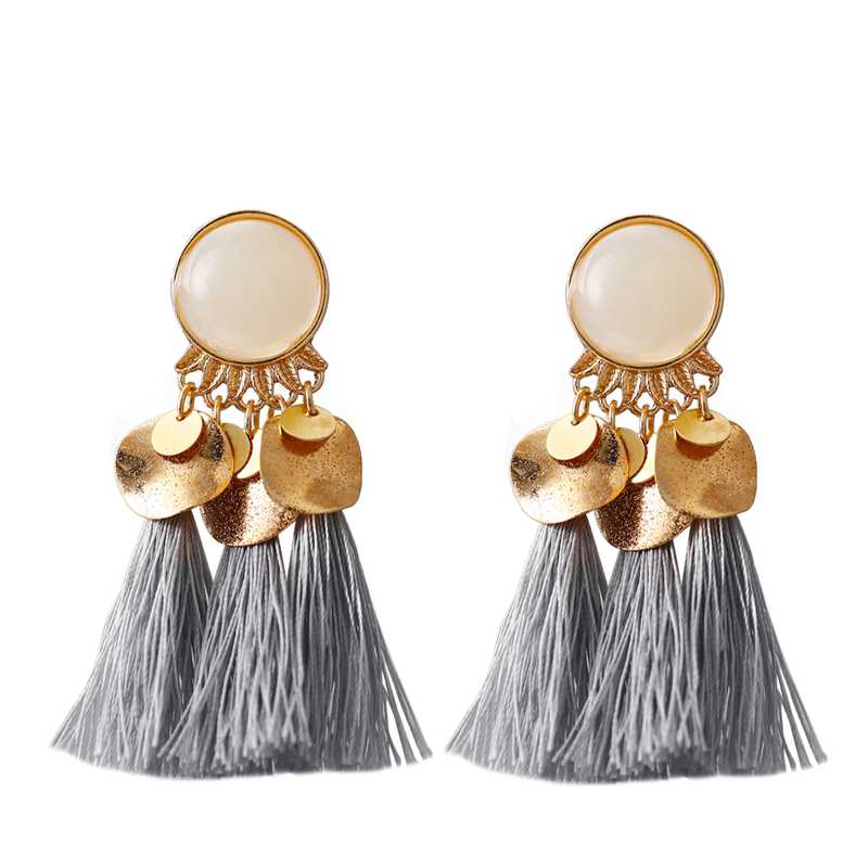Alloy resin tassel earrings ladies hanging earrings retro style fashion jewelry birthday Valentine's Day Easter gift