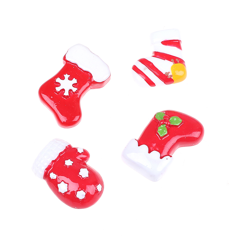 10pcs Mixed Resin Christmas Series Crafts Flatback Cabochon Scrapbooking Decorations Fit Hair Clips Embellishments Beads Diy