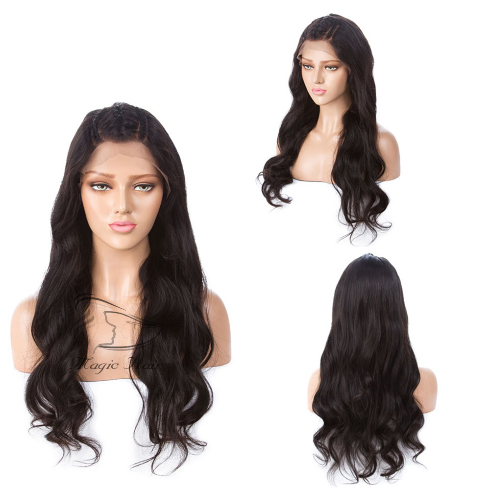 4x4 Silk Base Lace Closure Human Hair Wigs Natural Color Body Wave 130% Density Brazilian Human Hair Wigs