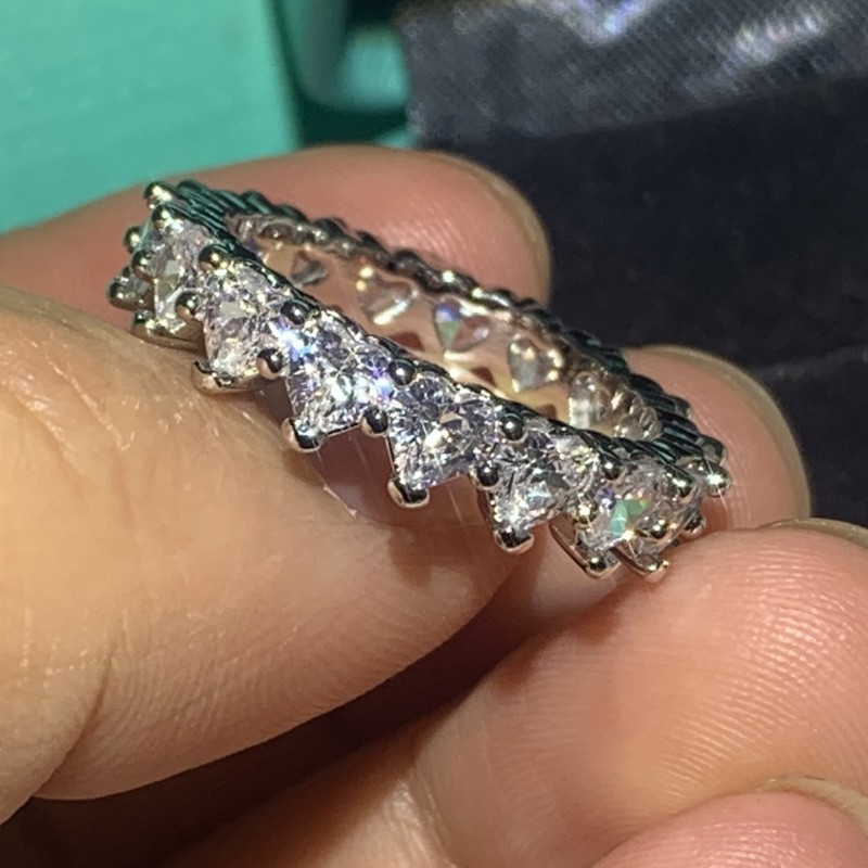 2PCS Couple Rings Luxury Jewelry 925 Sterling Silver Pear Cut White Topaz CZ Diamond Gemstones Women Wedding Bridal Ring Set For Lover Gift