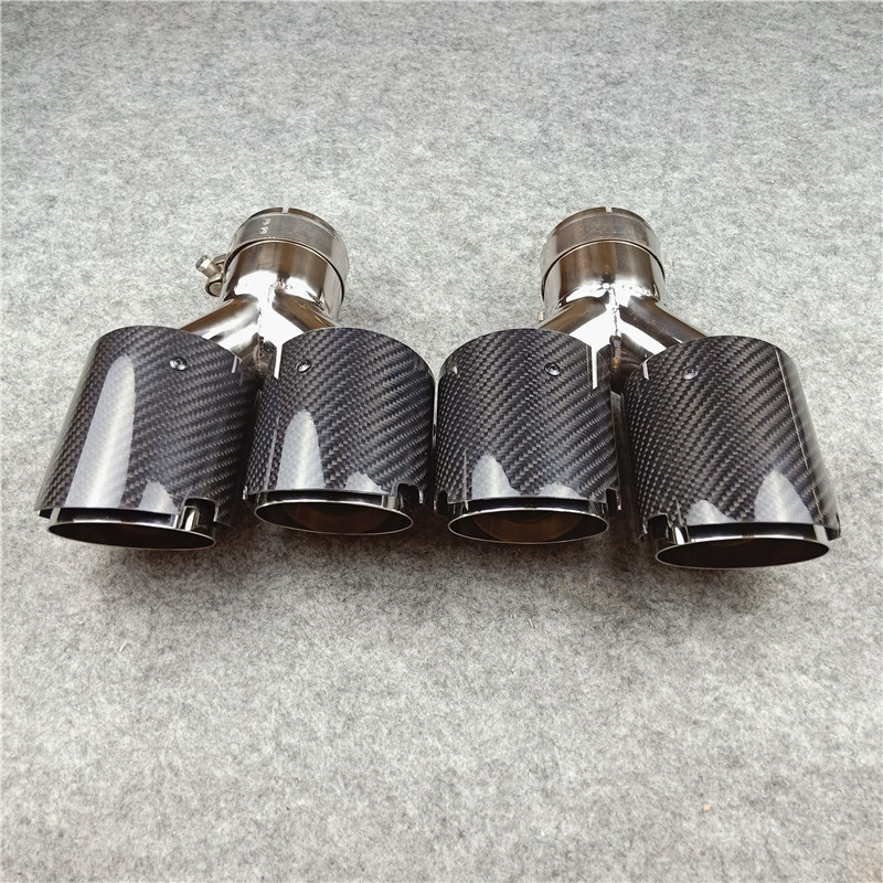 TWO PIECES: Y Style Exhausts Dual System Tips Glossy Carbon fiber + Stainless steel Exhaust Tail Double End Pipe
TWO PIECES: Y Style Exhausts Dual System Tips Glossy Carbon fiber + Stainless steel Exhaust Tail Double End Pipe