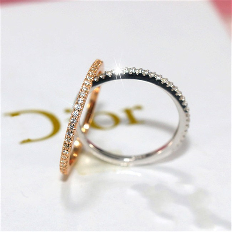 Eternity Lovers ring 100% Real 925 Sterling silver Diamond Promise Engagement wedding band rings for women Bridal Jewelry Gift