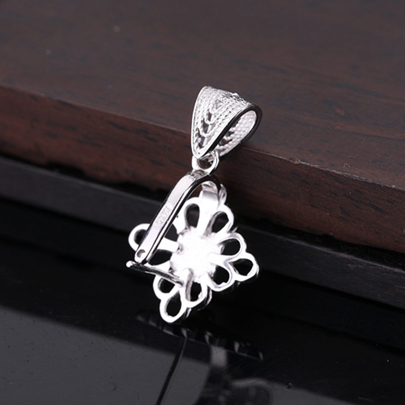 925 Sterling Silver Women Pendant Clasp Semi Mount Pendant fit Amber Turquoise Lapis Lazuli Setting