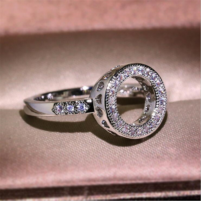 Classical Fashion Jewelry 925 Sterling Silver Pave White Sapphire CZ Diamond Gemstones Party Women Wedding Bridal Ring For Lovers' Gift
