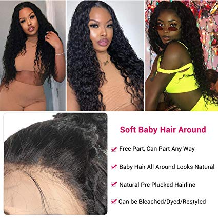Brazilian Deep Curly Wet and Wavy Human Hair Wigs 130% Density For Women water Wave humain 360 Lace Frontal diva1