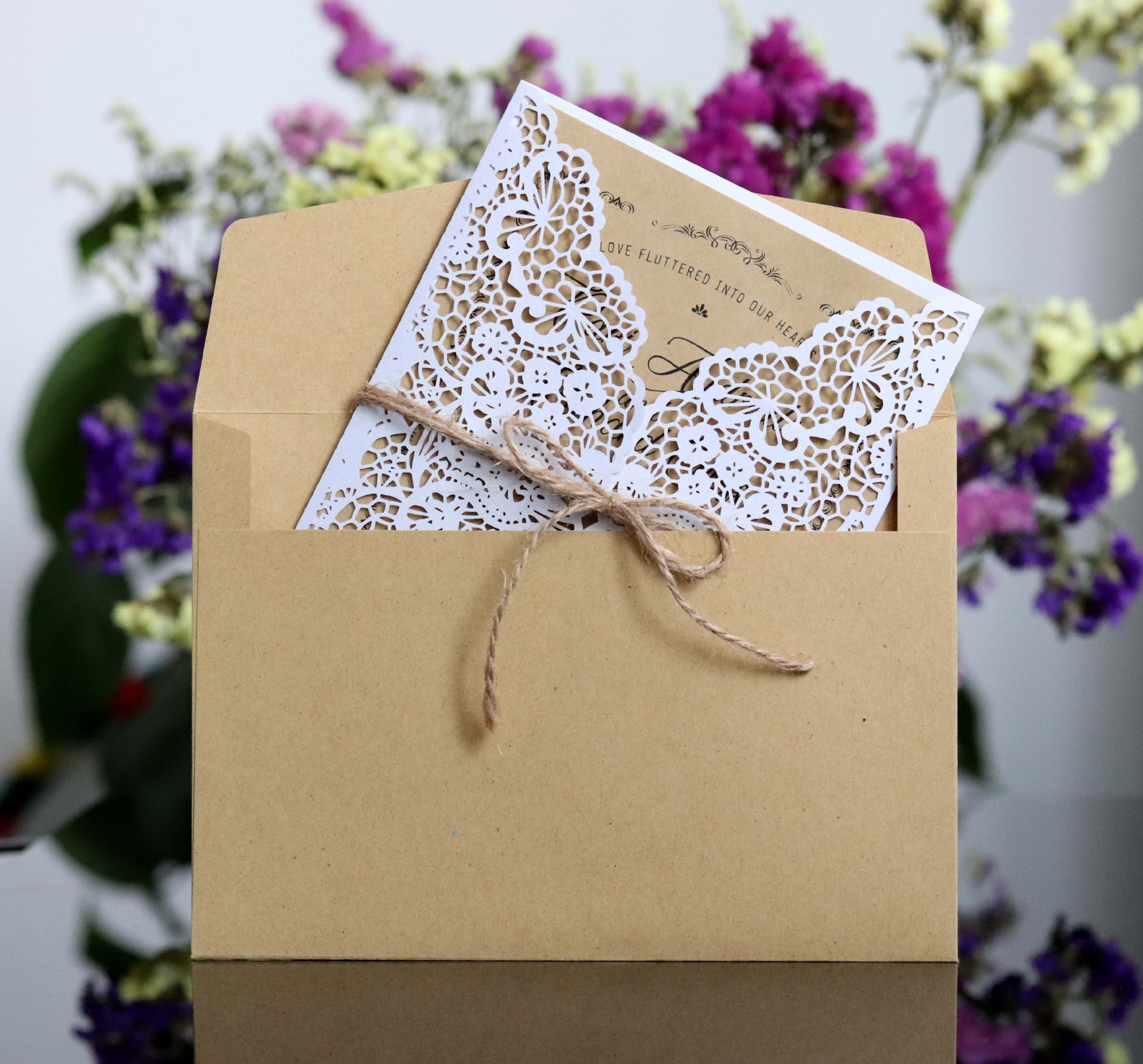 Laser Cut White elegant Pattern West Cowboy Style Vintage Wedding invitations Card Kit Blank Paper Printing Invitation