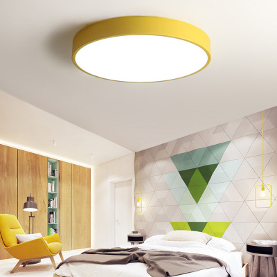 Modern Ultra-Thin Simple Macaron Colorful LED Ceiling Light 5CM Thin LED Lamp Black White Iron Round Flat Bedroom Ceiling Lamp