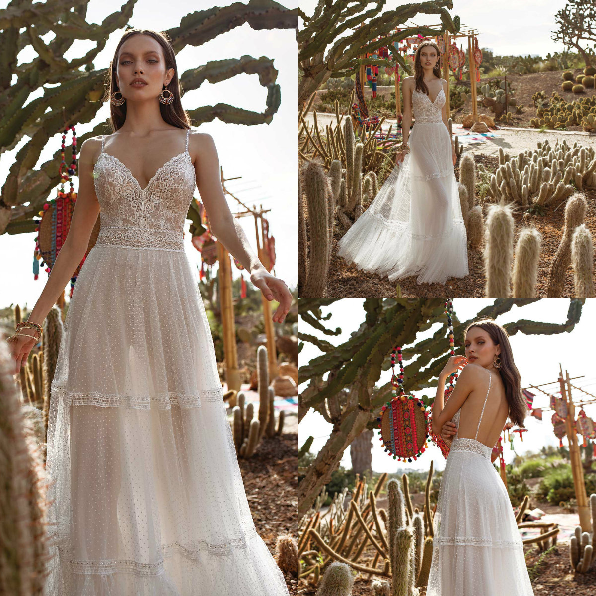 asaf dadush wedding dresses beading spaghetti straps bohemian lace bridal gowns backless floor length vestido de novia